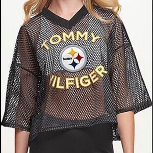 Tommy Hilfiger Women’s Black Mesh  Steeler Jersey. Sz XS